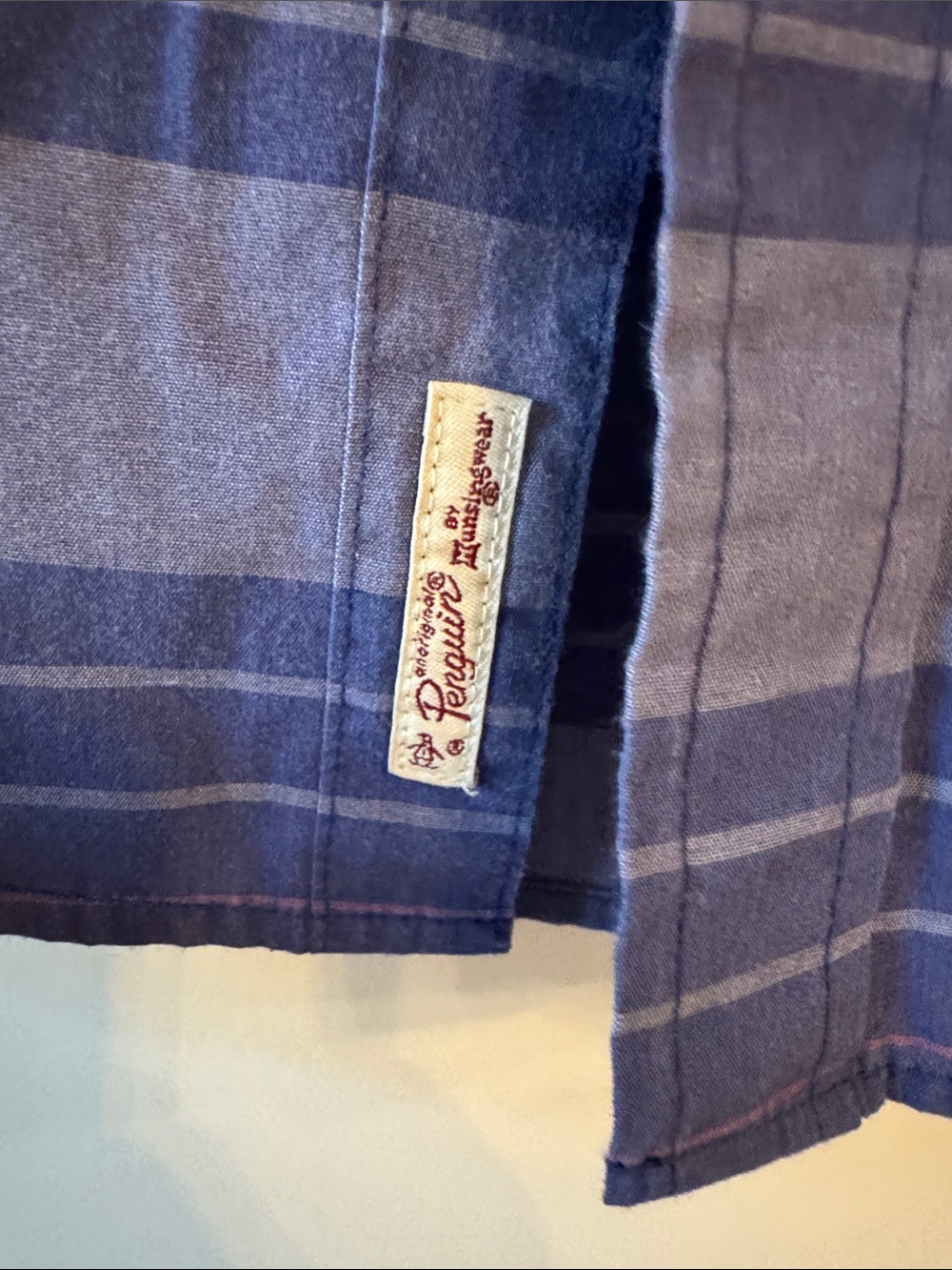 Original Penguin Heritage Slim Fit Blue Striped Short Sleeve Button-Down Shirt - Picture 5 of 9